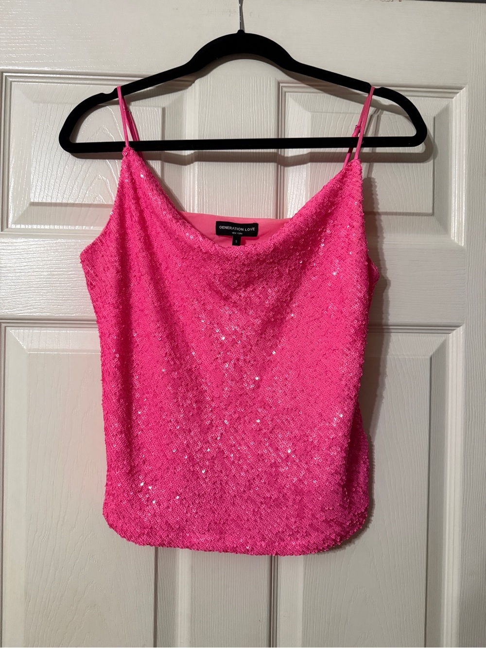 Generation Love Hot Pink Sequin Draped Cowl Camisole